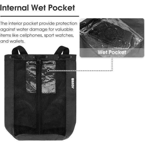 Swim Bag Mesh Drawstring Backpack Beach Backpack for Swimming, Gym &Workout Gear - Picture 2 of 8